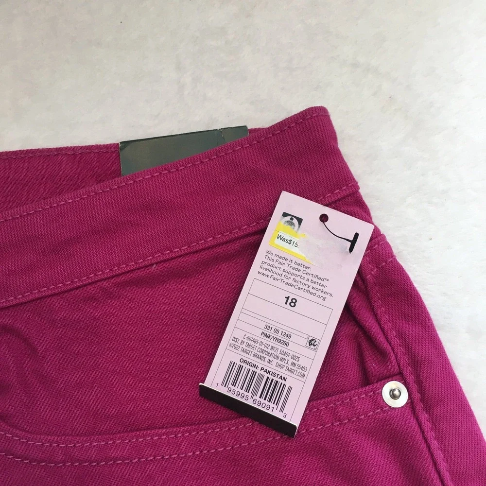 Wild Fable Mom Shorts Women 18‎ Pink NEW Highest Rise Cuffed Denim YR9260